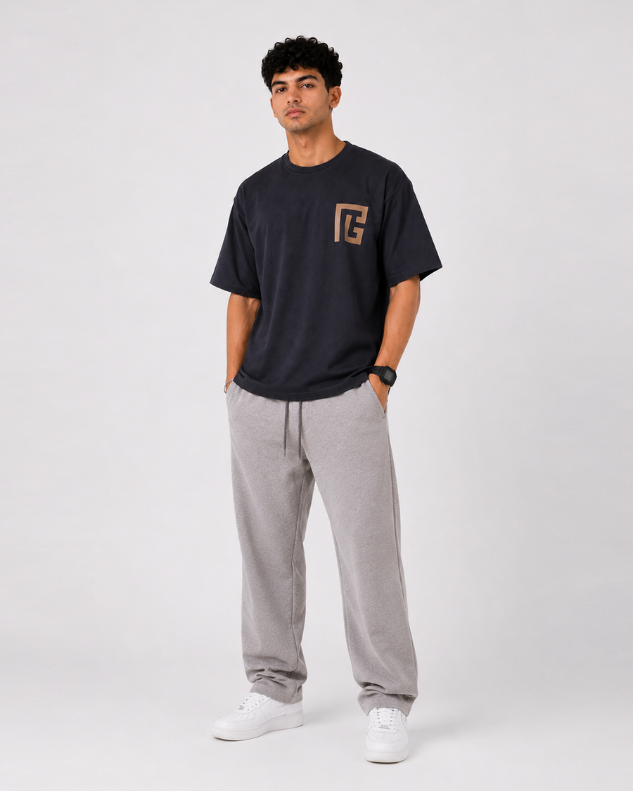 Hidden Signature Charcoal Oversized T-Shirt | F2G