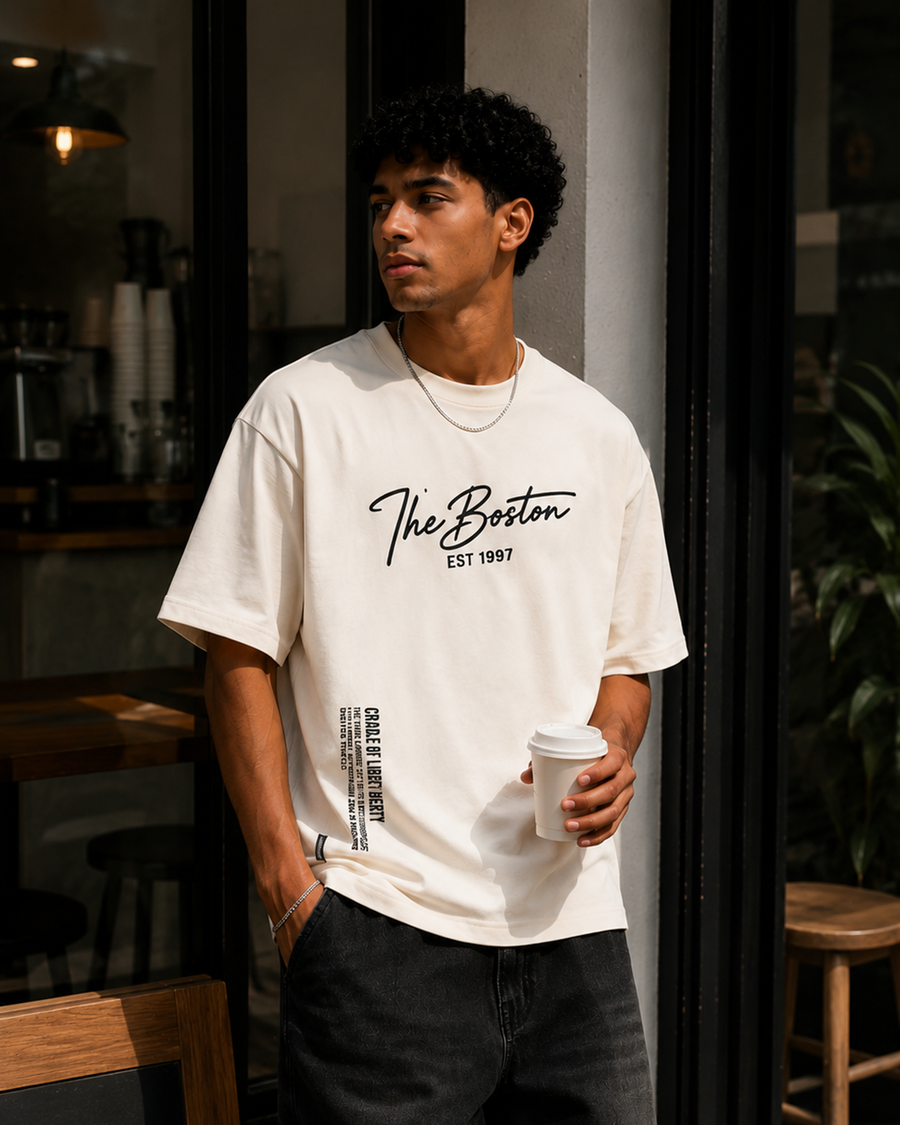 BOSTON Off White Oversized T-Shirt | F2G