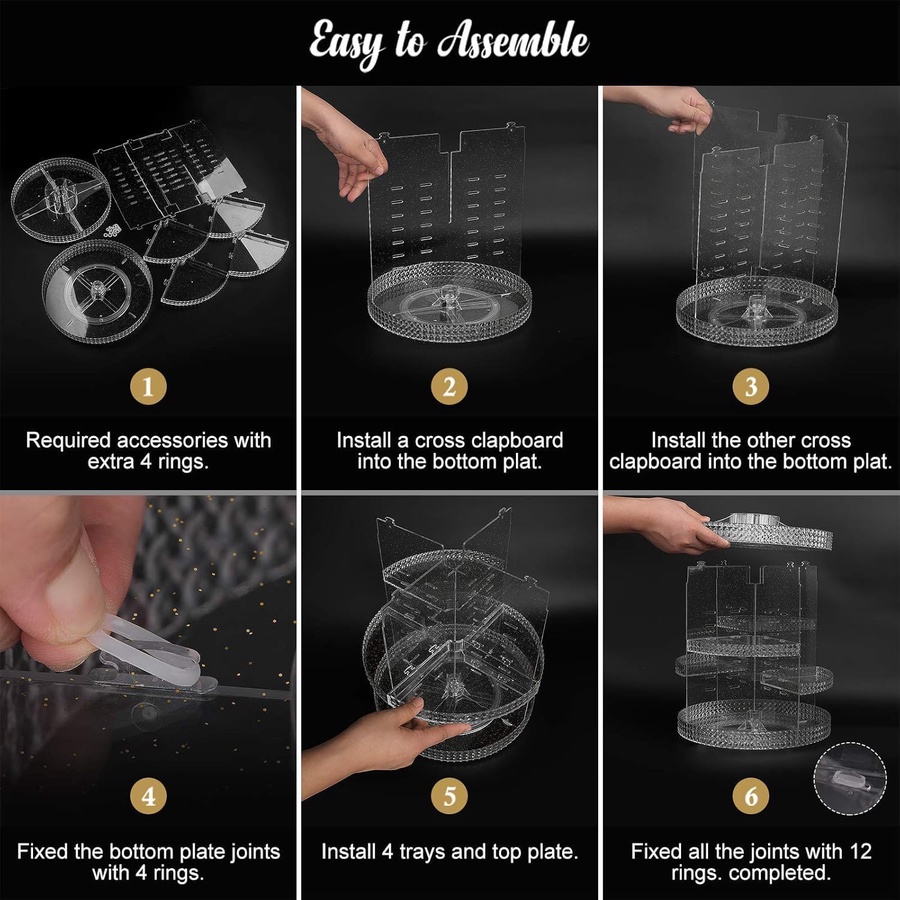 Premium 360° Rotating Makeup Organizer with 7 Adjustable Layers