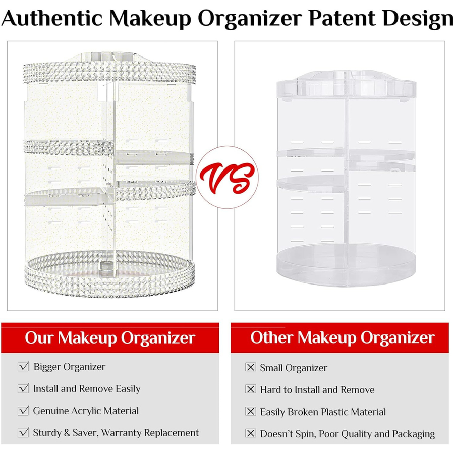 Premium 360° Rotating Makeup Organizer with 7 Adjustable Layers