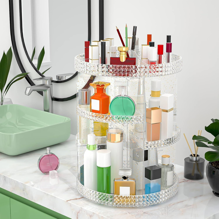 Premium 360° Rotating Makeup Organizer with 7 Adjustable Layers