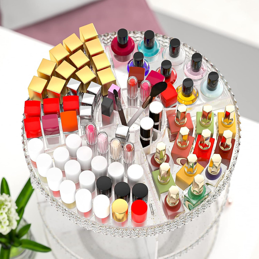 Premium 360° Rotating Makeup Organizer with 7 Adjustable Layers