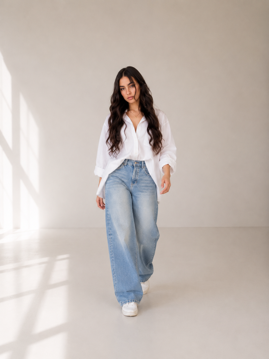 Balloon Fit Jeans for Women - Light Wash High Waist Denim | BLUECUT Egypt