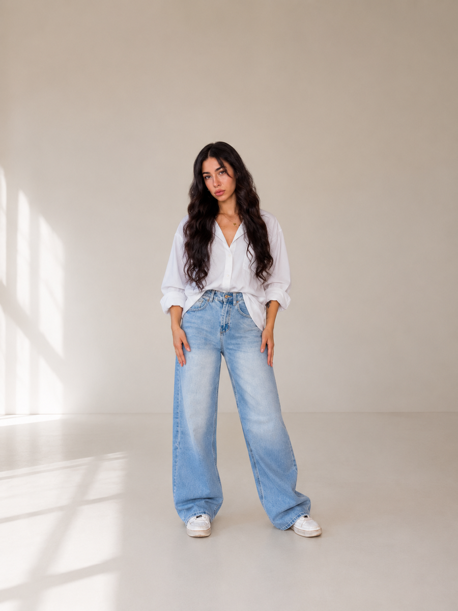 Balloon Fit Jeans for Women - Light Wash High Waist Denim | BLUECUT Egypt