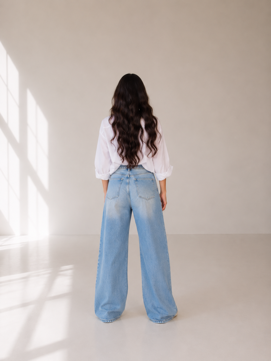 Balloon Fit Jeans for Women - Light Wash High Waist Denim | BLUECUT Egypt