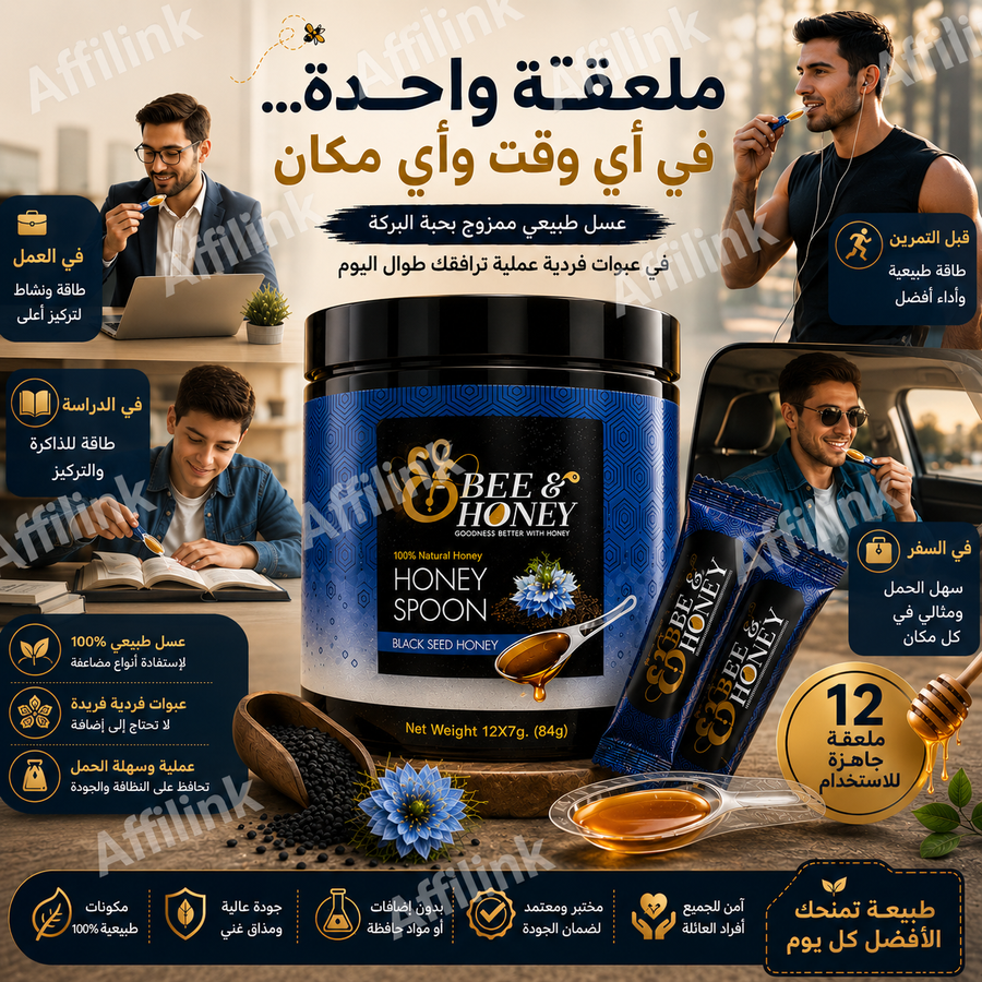 عسل الحبة السوداء Bee & Honey – مزيج طبيعي بنكهة غنية وجودة مميزة