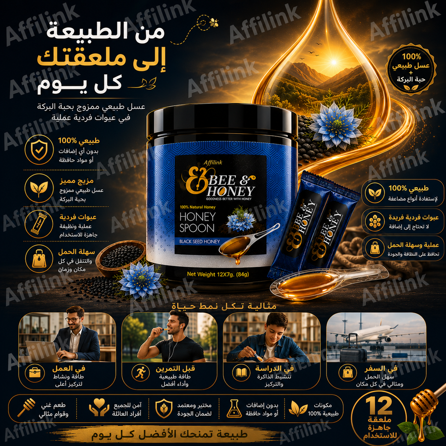 عسل الحبة السوداء Bee & Honey – مزيج طبيعي بنكهة غنية وجودة مميزة