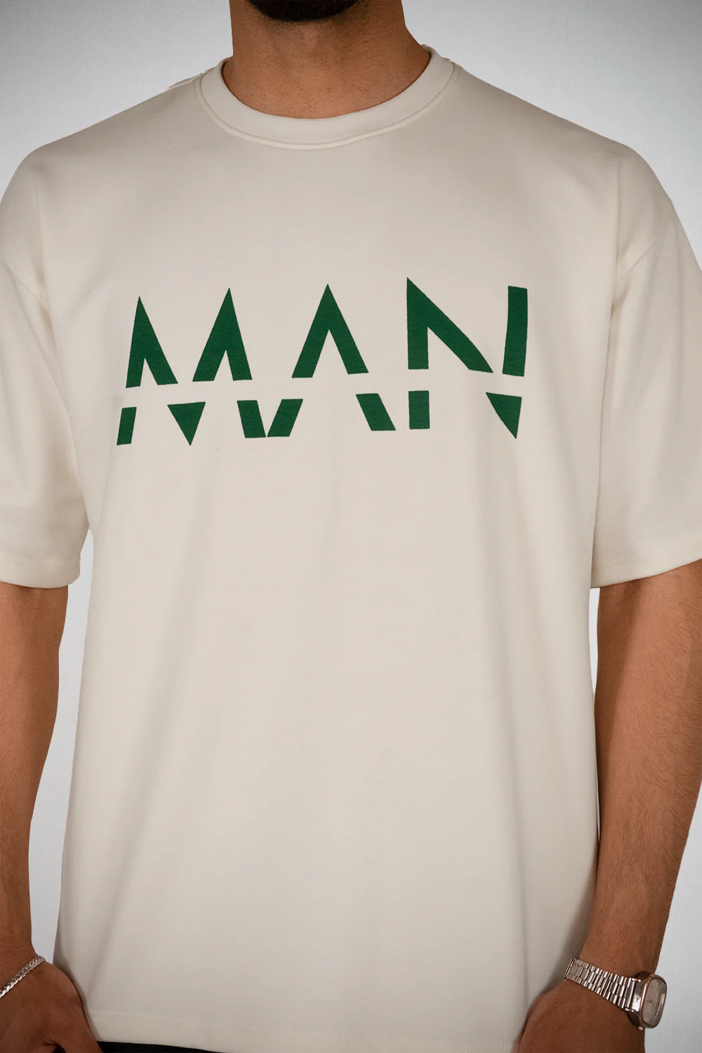 MAAN Off White Green Oversized T-Shirt | F2G