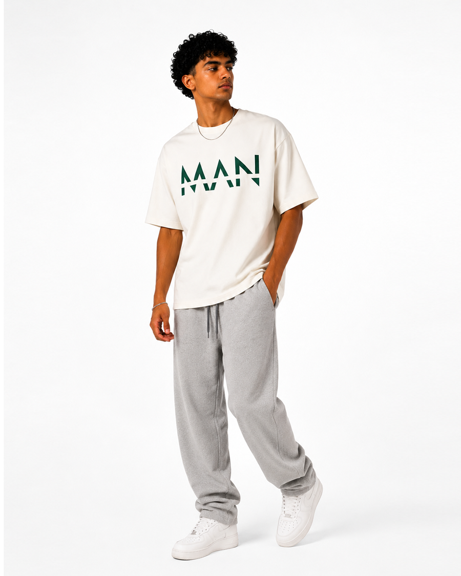 MAAN Off White Green Oversized T-Shirt | F2G