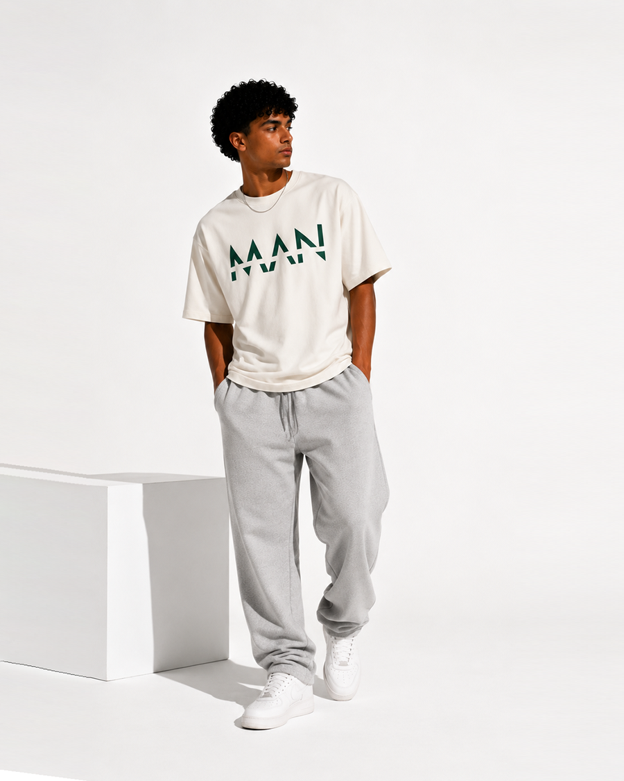 MAAN Off White Green Oversized T-Shirt | F2G