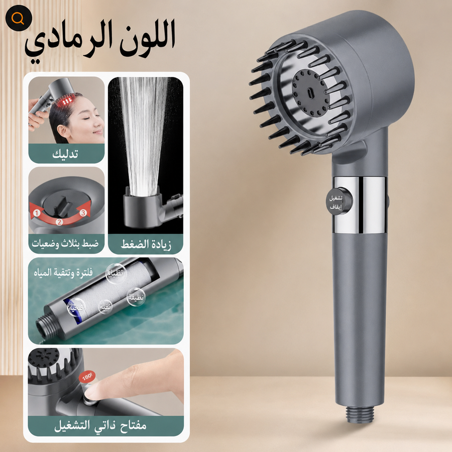 أنظمة تدفق الدش وفلترة المياه للتوضيح