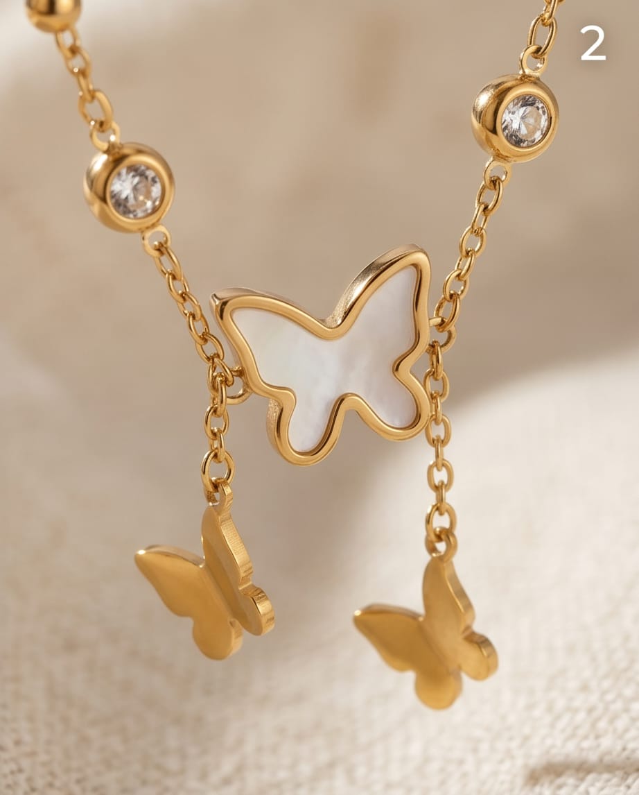  Rawnq Stainless Steel Butterfly Charm Dangle Anklet
