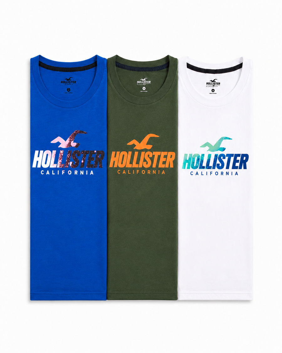 طقم 3 تيشيرتات Hollister Graphic Cotton Crew | اوريجينال مستورد من أمريكا 🇺🇸