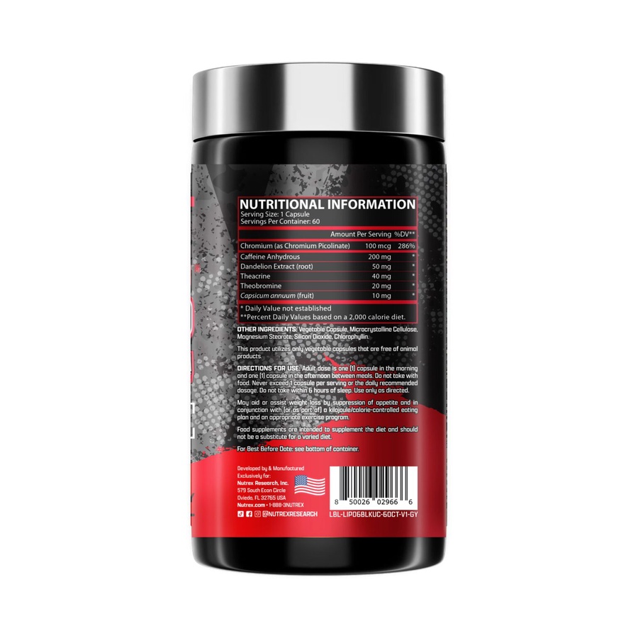 Nutrex Research Lipo-6 Black Ultra Concentrate | Thermogenic Energizing Fat Burner Supplement, Increase Weight Loss, Energy & Intense Focus |60 Capsules