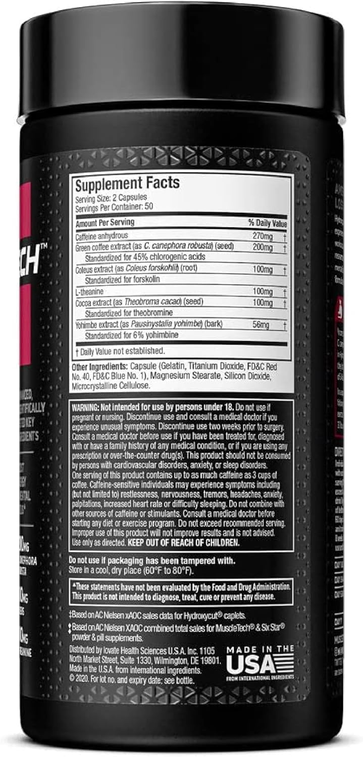 MuscleTech, Hydroxycut Hardcore Elite, 100 Capsules