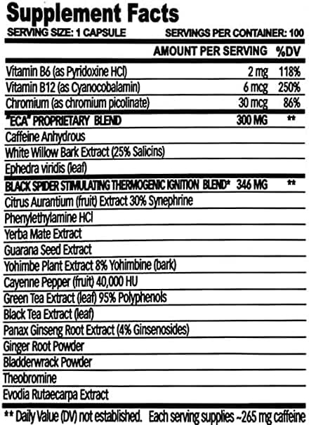 Cloma Pharma Black Spider 25 Ephedra-100Serv.-100Caps