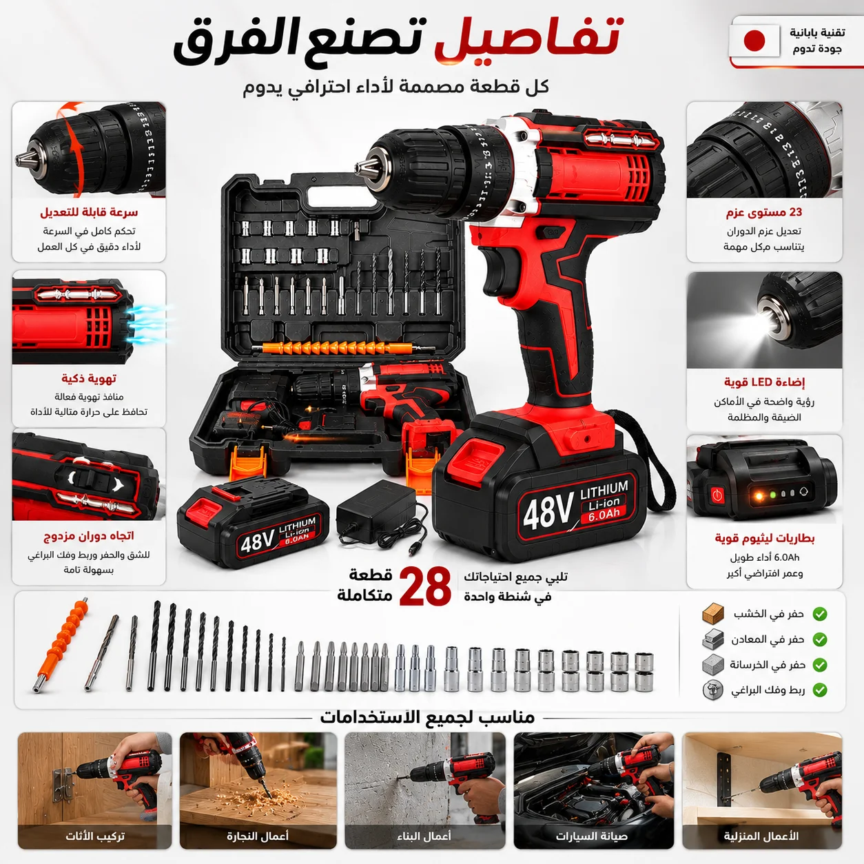 تفاصيل ومواصفات الدريل اللاسلكي