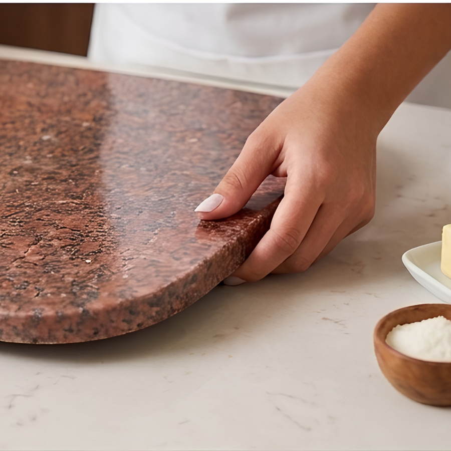 Premium Natural Red Granite Pastry Board, 47x37 cm Durable Cutting and Serving Slab