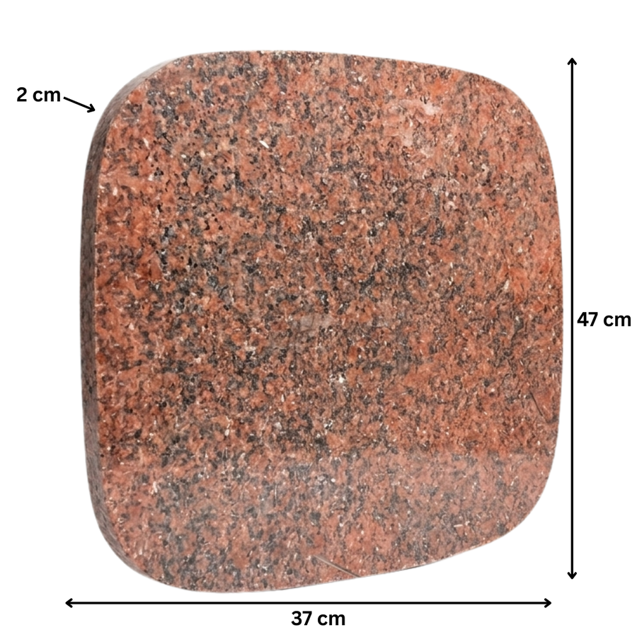 Premium Natural Red Granite Pastry Board, 47x37 cm Durable Cutting and Serving Slab