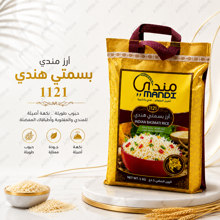 رز مندي فاخر – أرز بسمتي طويل الحبة