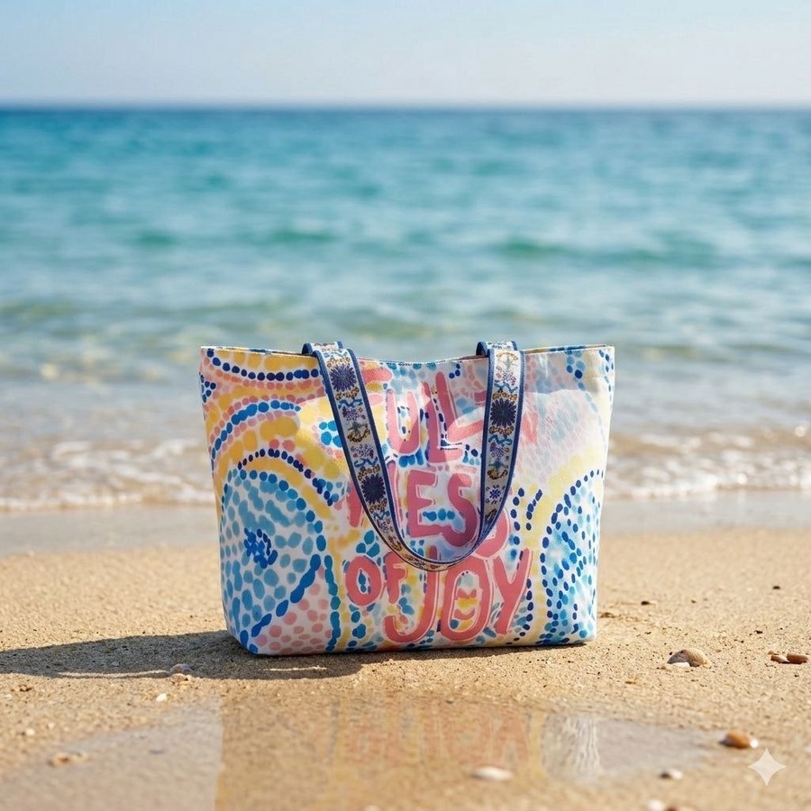  شنطة توتي صيفي للبحر (Tote Bag) بطبعات تريندي وحمالات عريضة | Demand & Beyond