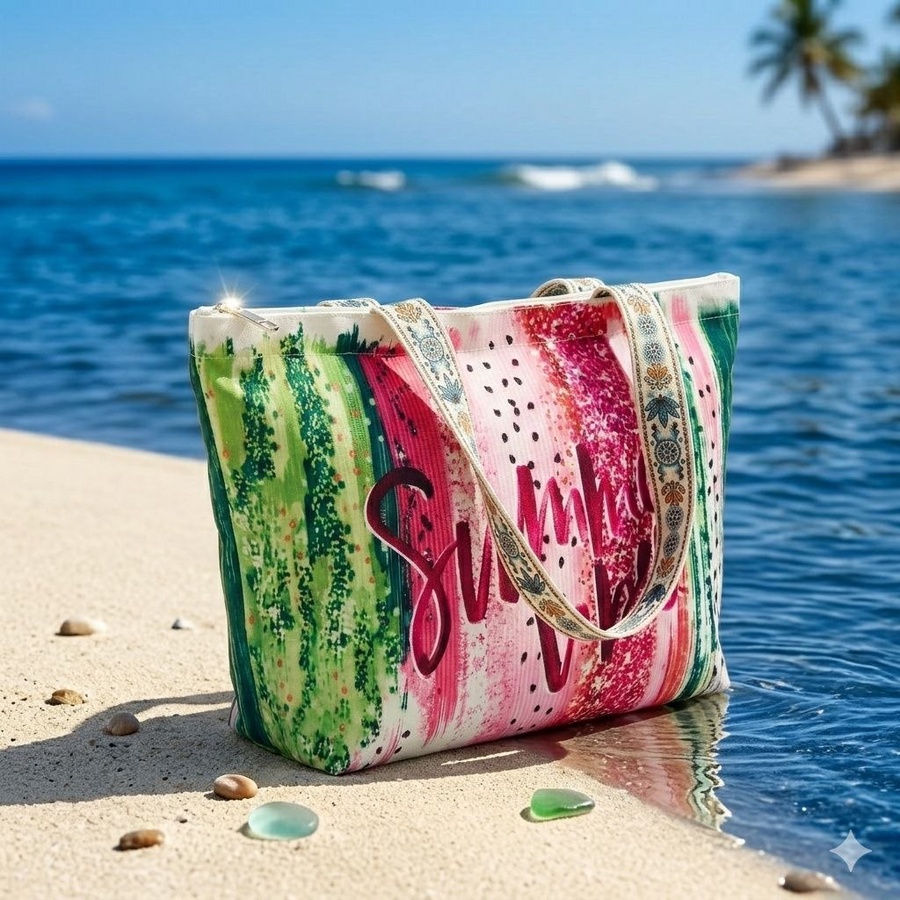  شنطة توتي صيفي للبحر (Tote Bag) بطبعات تريندي وحمالات عريضة | Demand & Beyond