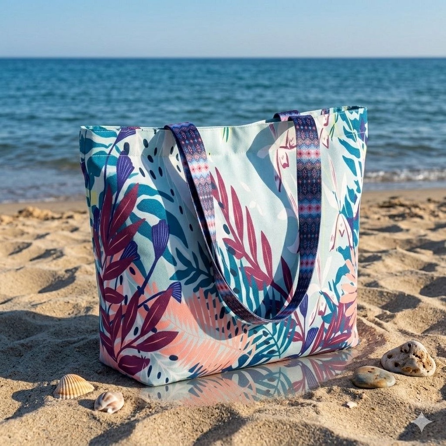  شنطة توتي صيفي للبحر (Tote Bag) بطبعات تريندي وحمالات عريضة | Demand & Beyond