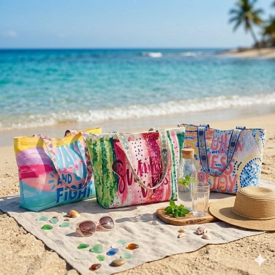  شنطة توتي صيفي للبحر (Tote Bag) بطبعات تريندي وحمالات عريضة | Demand & Beyond