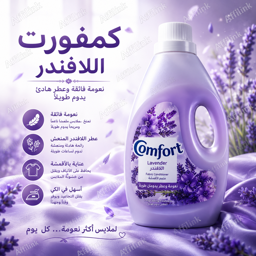 كمفورت اللافندر – نعومة فاخرة وعطر يدوم طويلًا لملابس أكثر انتعاشًا وأناقة