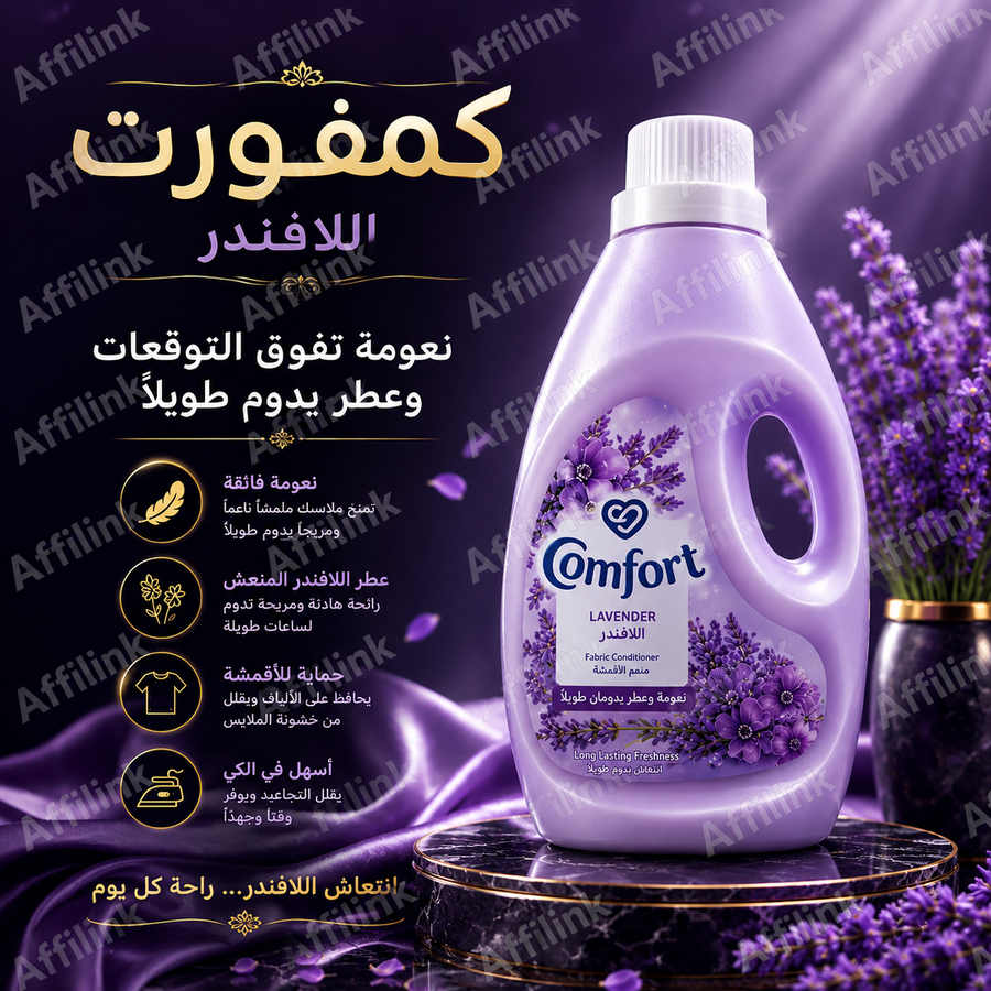 كمفورت اللافندر – نعومة فاخرة وعطر يدوم طويلًا لملابس أكثر انتعاشًا وأناقة