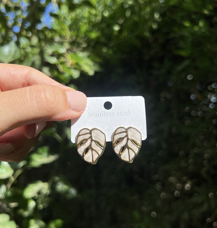 Pearl Leaf Earrings