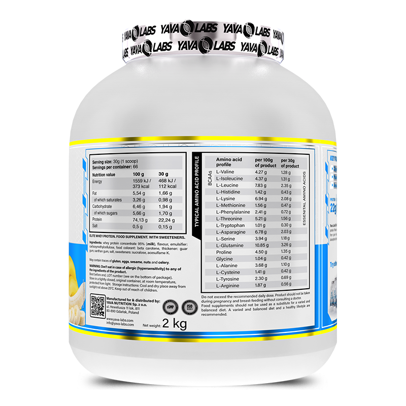 Yava Labs Pure Elite Whey Protein Whey Protein Concentrate-66Serv-2KG