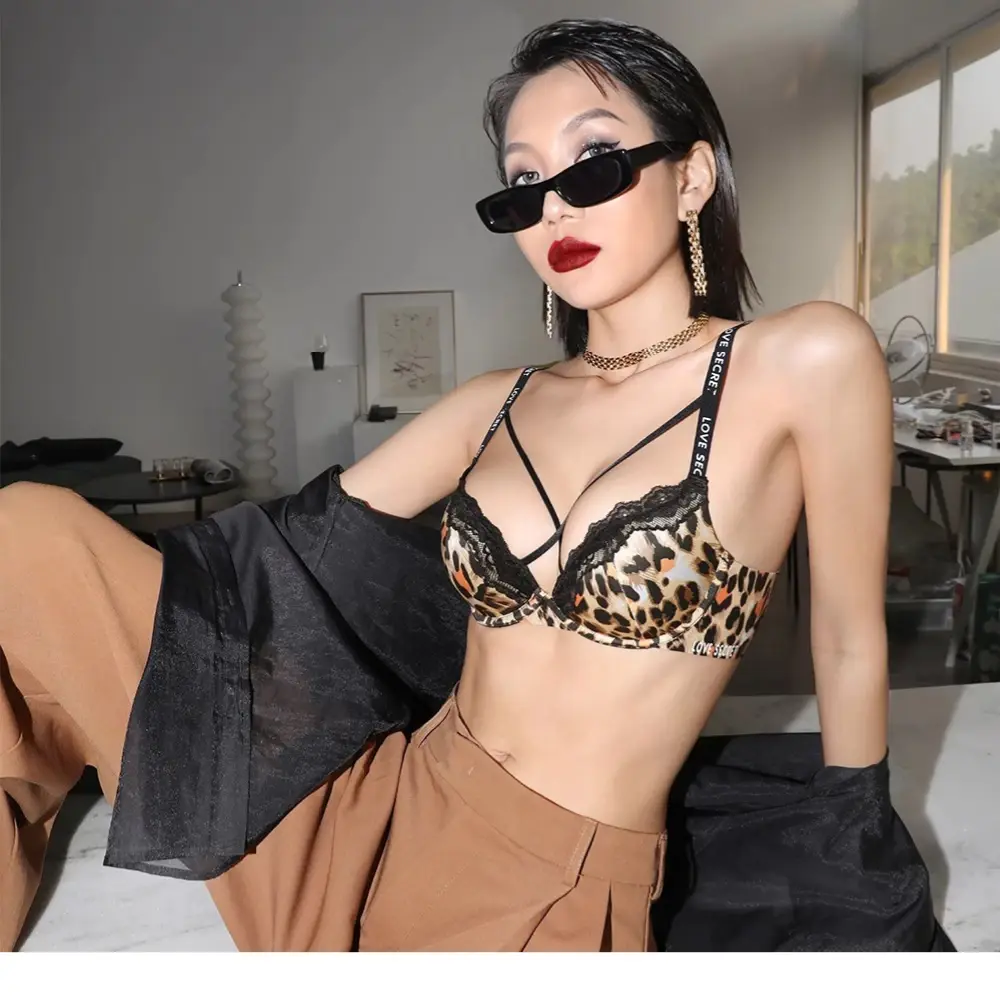Leopard Print Strappy Push Up Bra