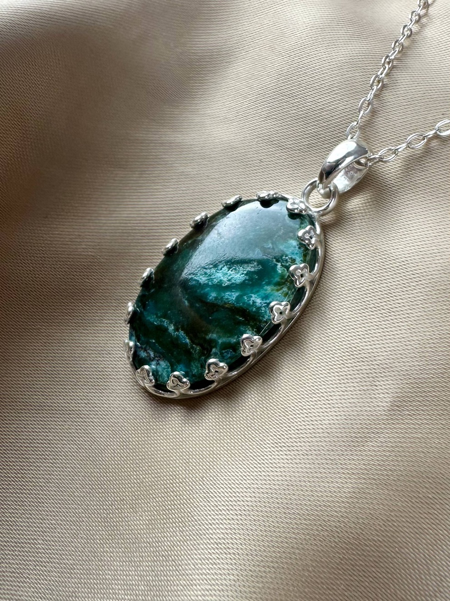 Chrysocolla Silver Pendant