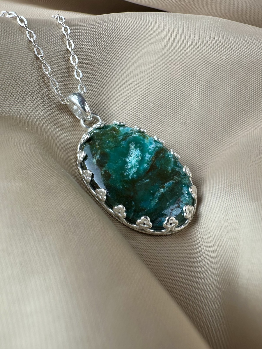 Chrysocolla Silver Pendant
