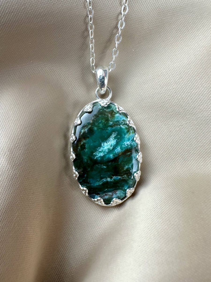 Chrysocolla Silver Pendant