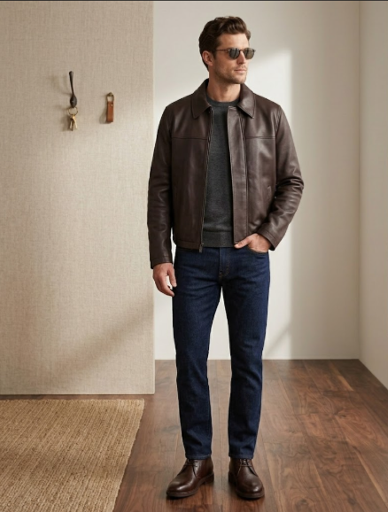 Dark brown leather Jacket