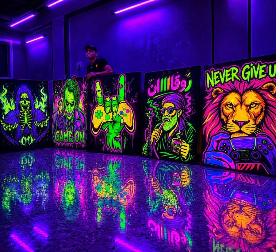 Canvas Fosfory | Neon Glow Art - لوحات كانفاس فسفورية مضيئة
