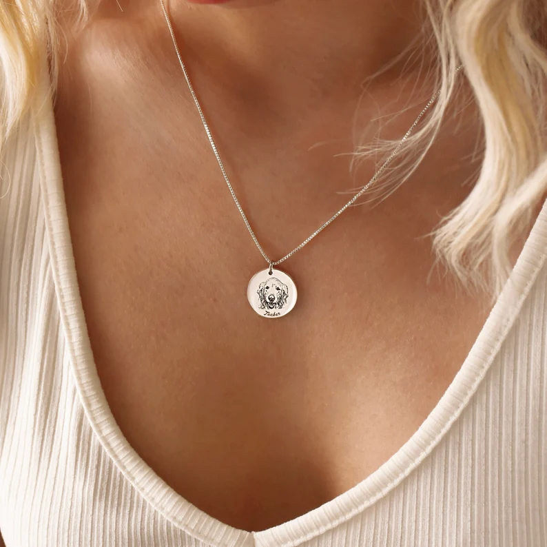 Engraved Pet Portrait Necklace