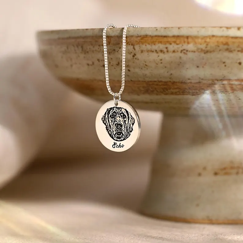 Engraved Pet Portrait Necklace