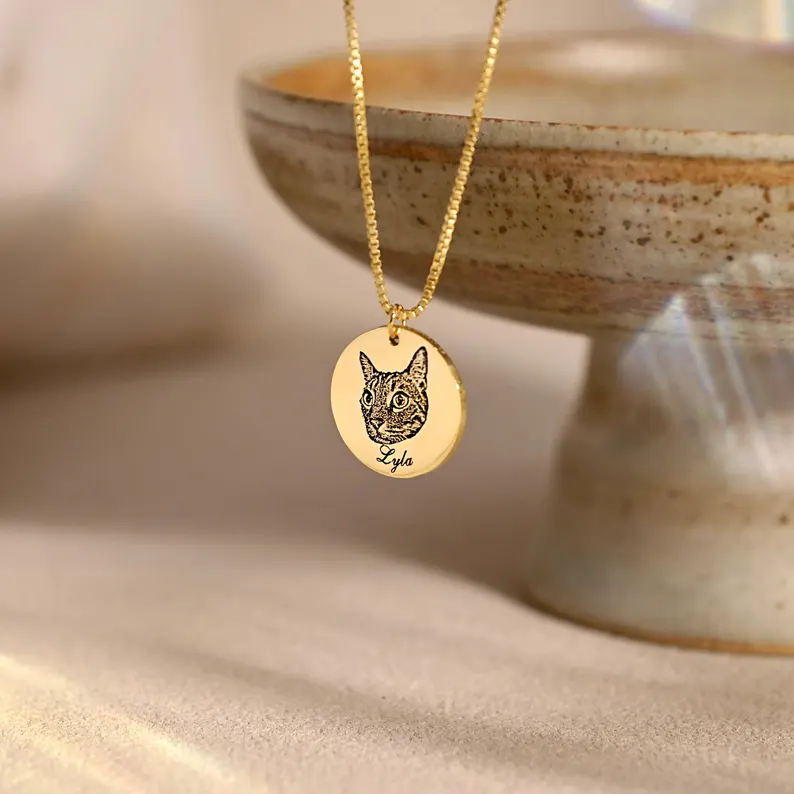 Engraved Pet Portrait Necklace