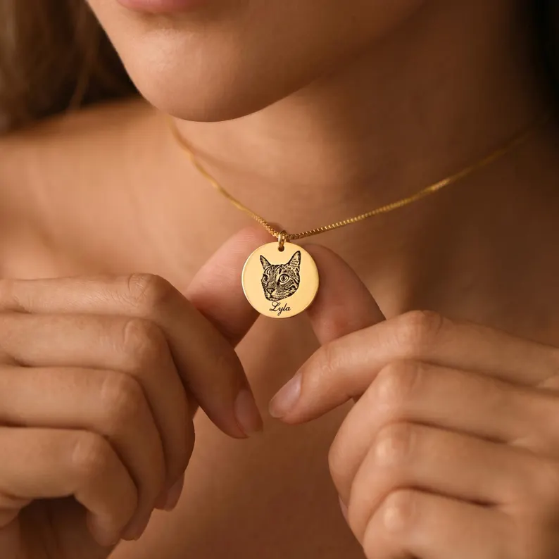 Engraved Pet Portrait Necklace