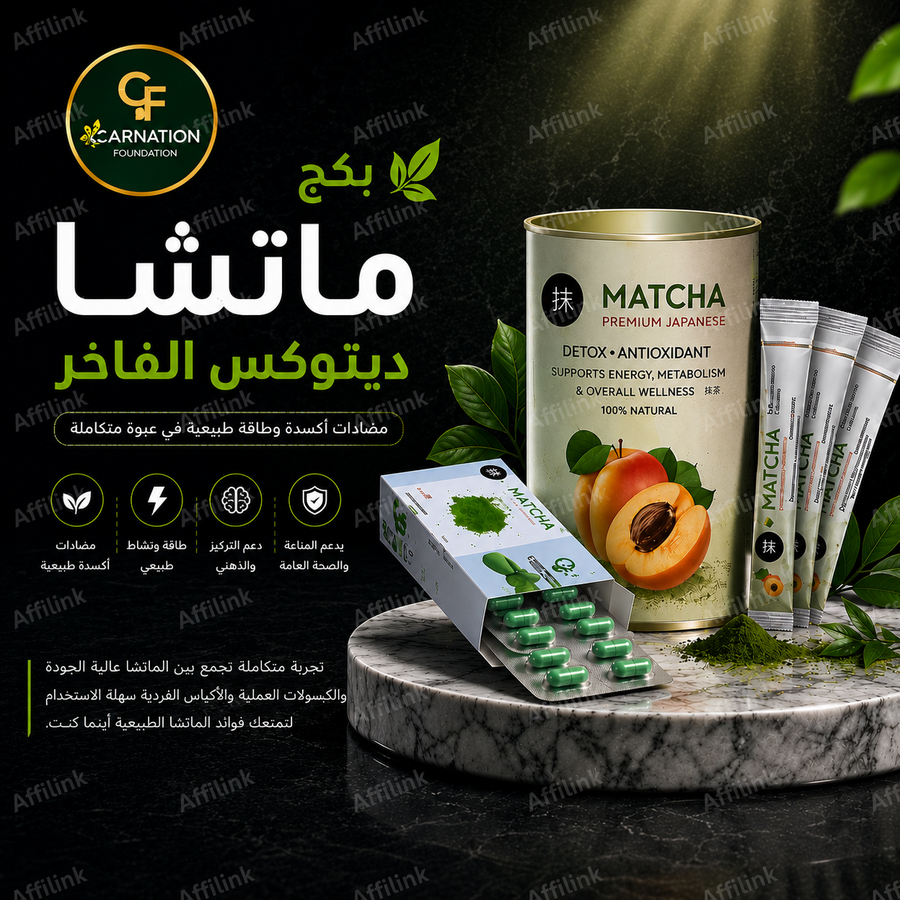 بكج ماتشا ديتوكس بريميوم – مضادات أكسدة طبيعية وطاقة متجددة في كل يوم