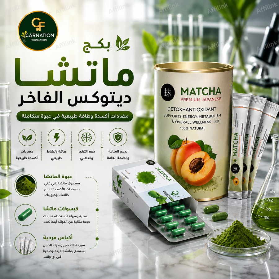 بكج ماتشا ديتوكس بريميوم – مضادات أكسدة طبيعية وطاقة متجددة في كل يوم