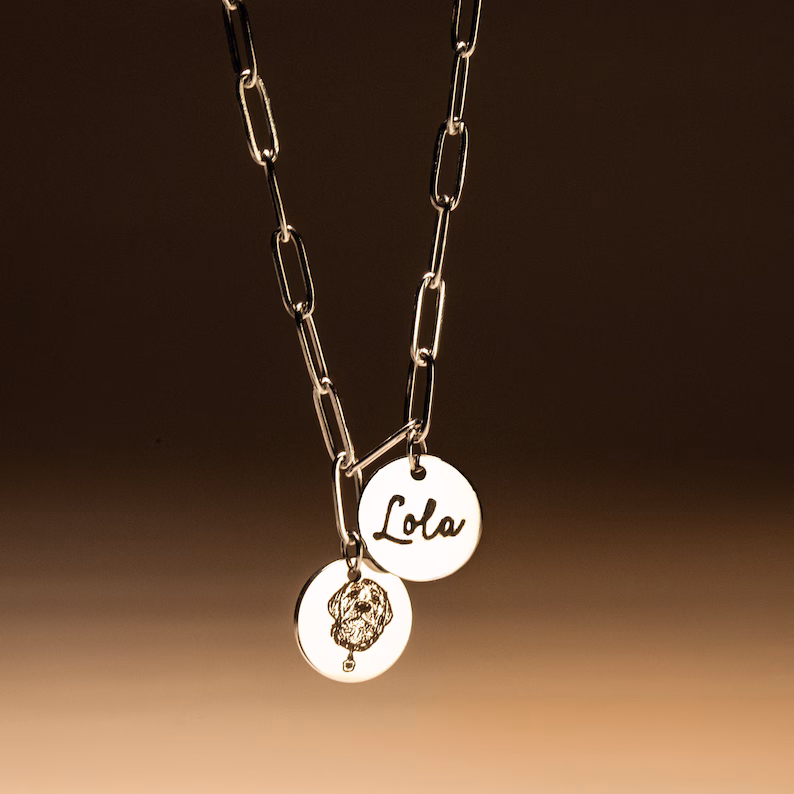 Engraved Pet Portrait Necklace