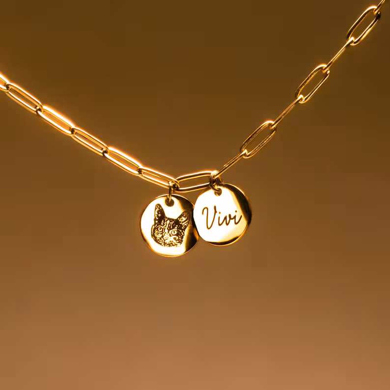 Engraved Pet Portrait Necklace
