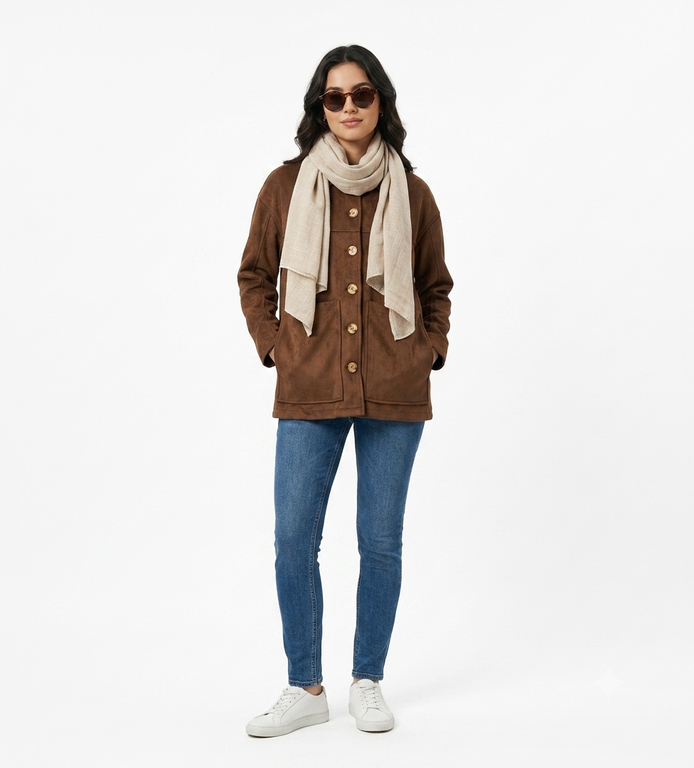  Dark brown Suede Jacket for women