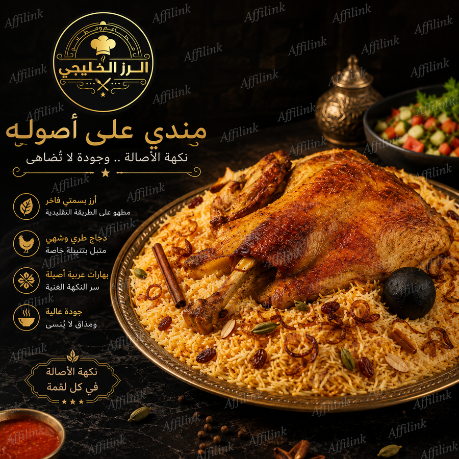 مندي الدجاج على الأصول – دجاج طري، أرز بسمتي فاخر، ونكهة خليجية لا تُقاوم