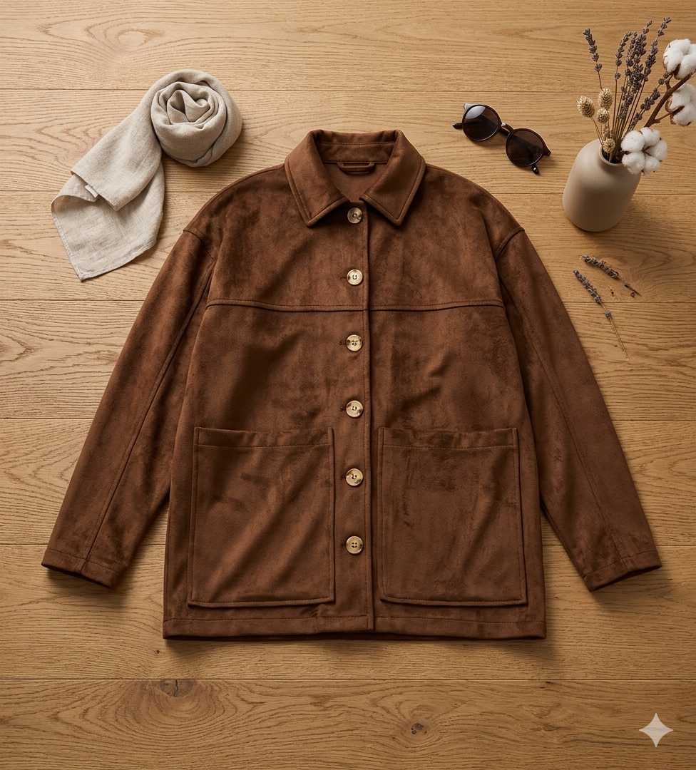  Dark brown Suede Jacket for women