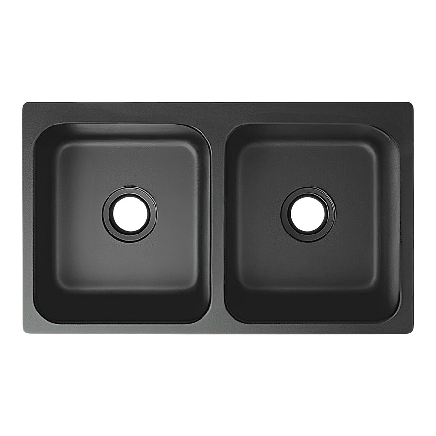 ​SAN PEDRO "SIENA" DOUBLE GRANITE COMPOSITE KITCHEN SINK 83X50 CM - SEMI-MATTE BLACK